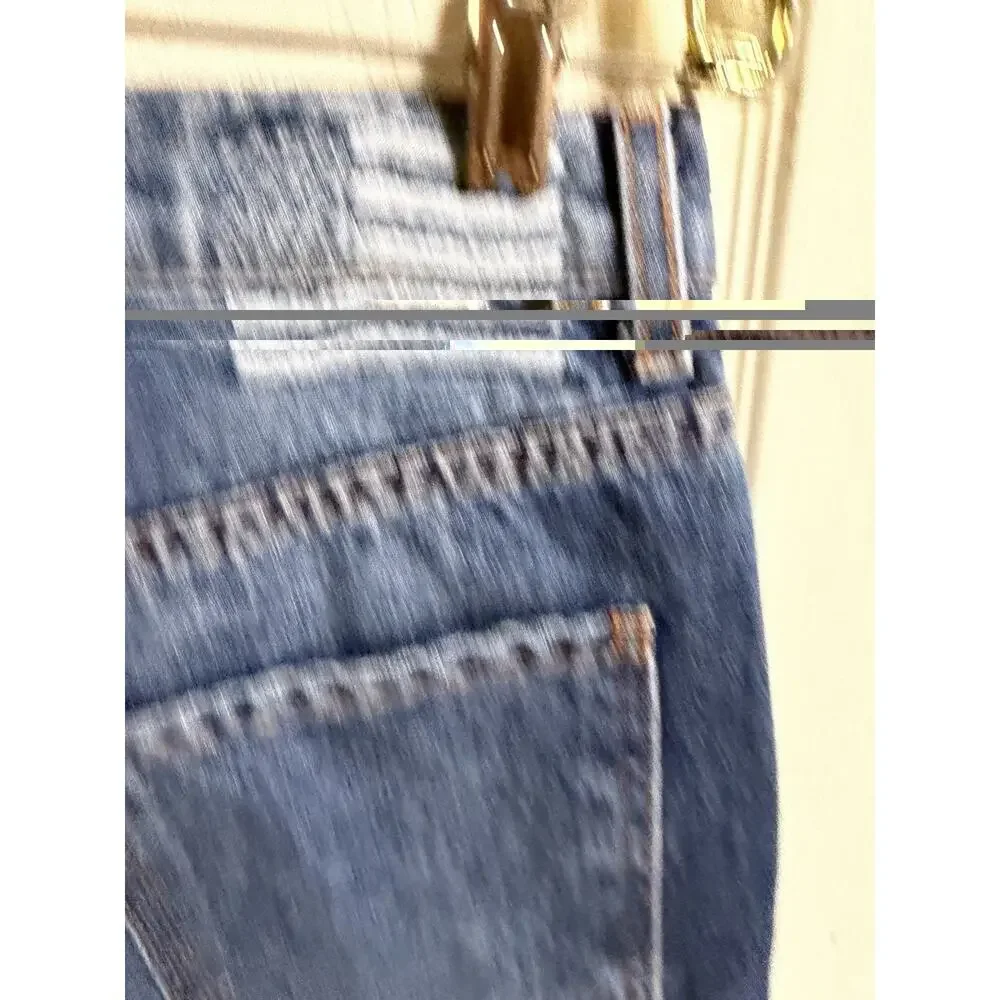 REVICE Denim Yin Yang Two Tone Split Blue Jeans High Rise Straight Leg Size 28